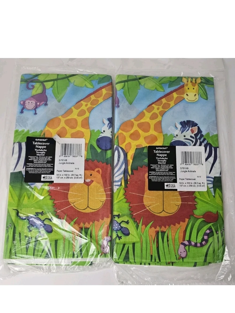 Amscan Jungle Animal Jumbo Letter Banner Age Tablecloth Centerpiece Party Lot